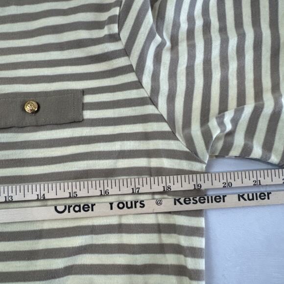 Vintage Blouse Brown Tan 80s Medium Grandma‎ Grandpa Striped - Picture 7 of 11